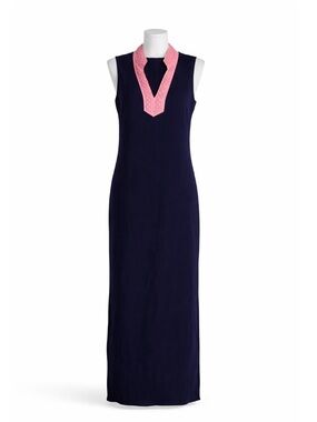 Sail to Sable Navy 100% Silk maxi  Garment size XL